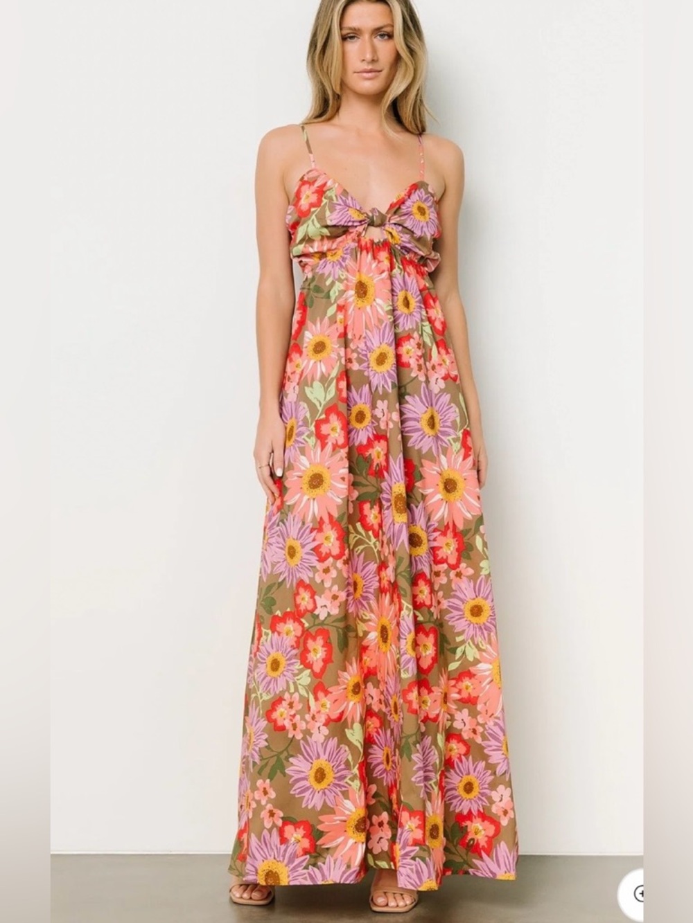 Vernacular Floral Colorful Floral Maxi Dress Sz L